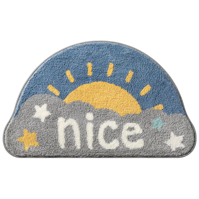 Feblilac Semicircle Sun and Mountain Bath Mat, Sunrise in Snow Mountains Mat