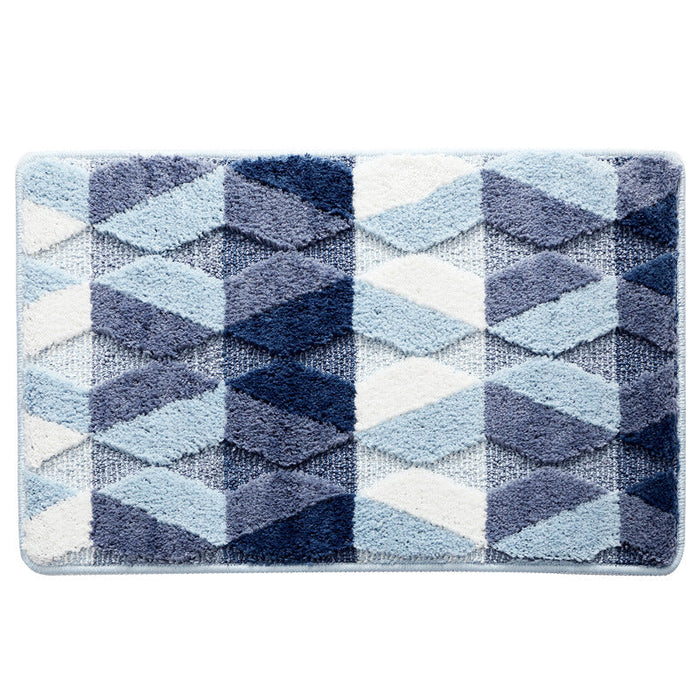 Blue Wave Geometric Bath Mat