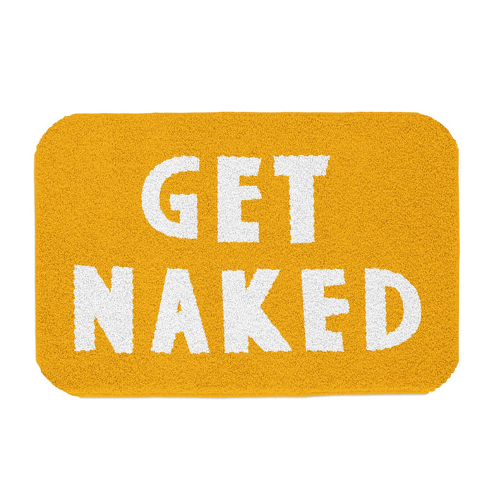 Feblilac Orange and White Cartoon Get Naked Tufted Bath Mat