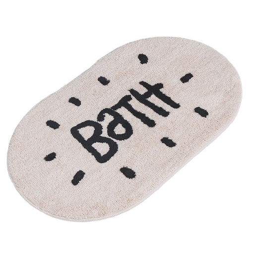 Feblilac BATH Letter Bath Mat, Simple Black and White Typography Bathroom Rug, Soft Flush Non-Slip Water Absorbent Mat