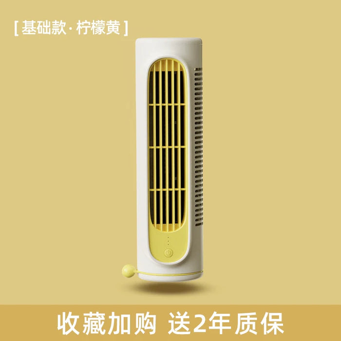 Electric Fan Small Dormitory Desk Fan Household Tower Fan Mute No Leaf Strong Wind Office Desk Surface Panel Mini USB