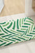 Feblilac Abstract Green Lines Bath Mat, Modern Leaves Art Rug for Bathroom