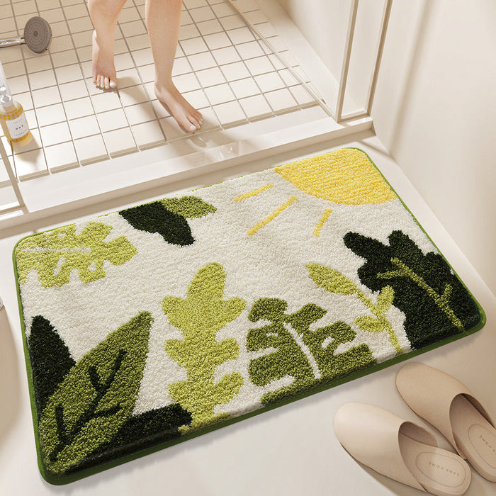 Feblilac Sun and Monstera Tufted Bath Mat