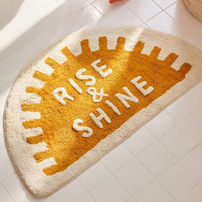 Cute Rise and Shine Cute Bathroom Mat, Golden Semi-Circle Bath Mat