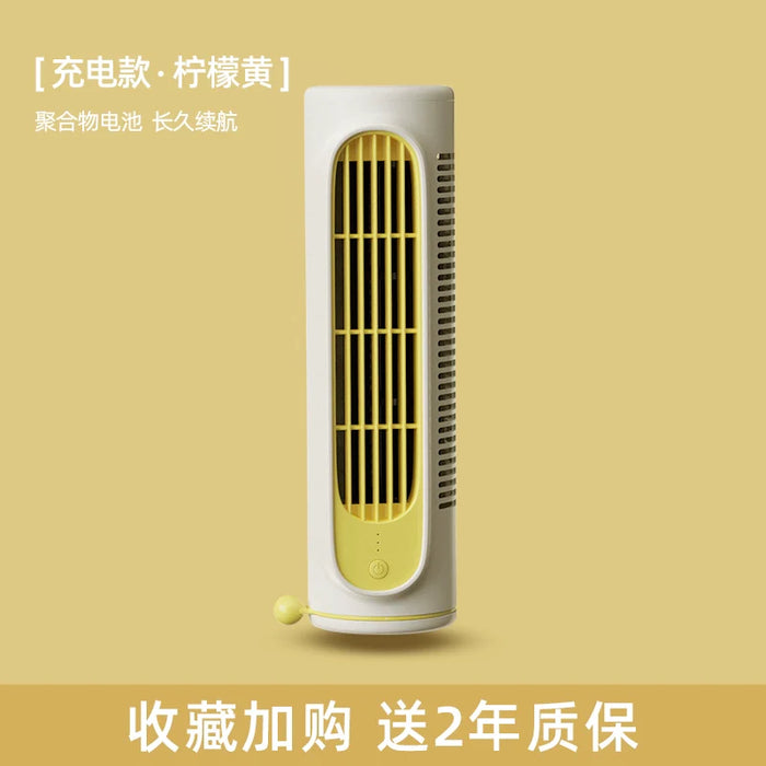 Electric Fan Small Dormitory Desk Fan Household Tower Fan Mute No Leaf Strong Wind Office Desk Surface Panel Mini USB