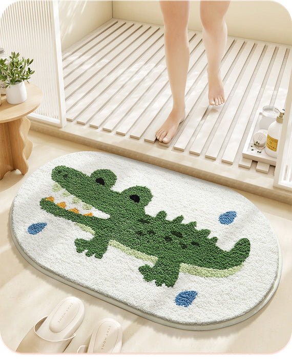 Feblilac Cute Animals Crocodile Bathing Tufted Bath Mat