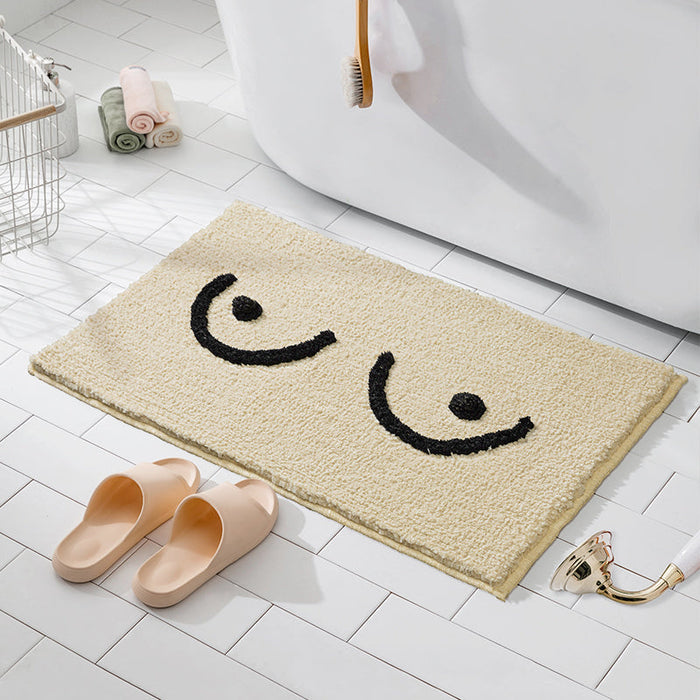 Feblilac Cute Beige Naked Boobs Bath Mat