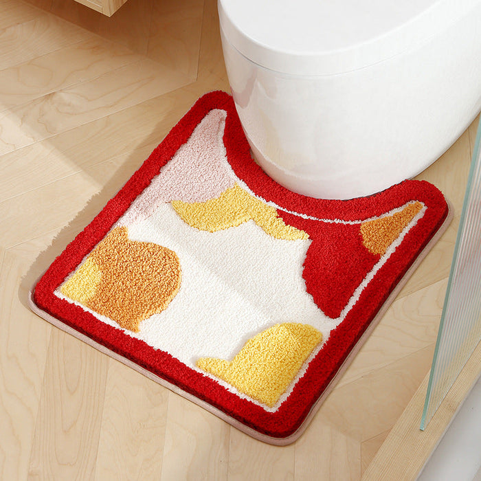 Red and Orange Flowers Tufted Bath Mat