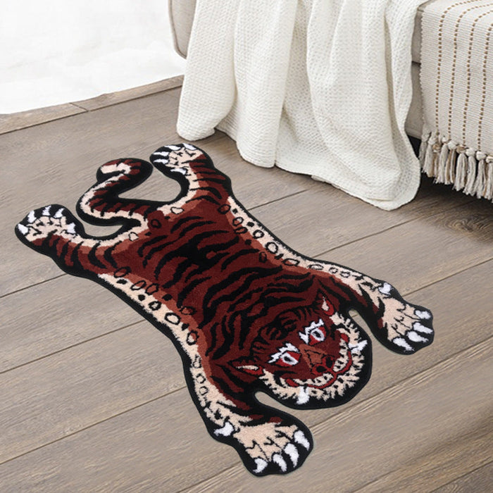 Feblilac Tibetan Tiger Animal Tufted Bathroom Mat, Area Rug, Bedroom Mat