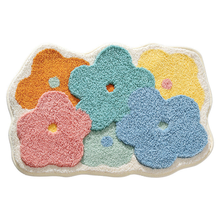 Feblilac Colorful Flower Tufted Bath Mat