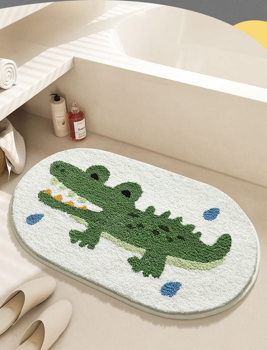 Feblilac Cute Animals Crocodile Bathing Tufted Bath Mat