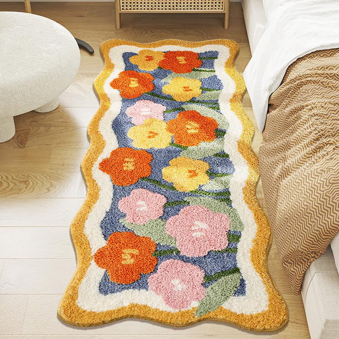 Feblilac Lovely Purple Flowers Bedroom Runner Mat