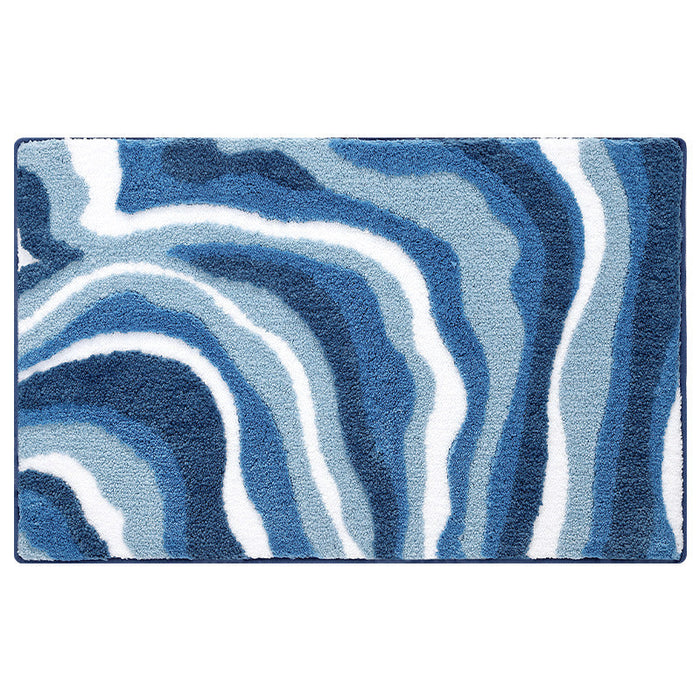 Abstract Blue Orange Curve Bath Mat, Tufted Mat for Bathroom