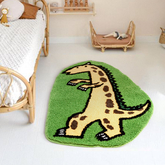 Cute Dinosaur Bedroom Rug, Irregular Shape Mat, Cute Cartoon Area Rug