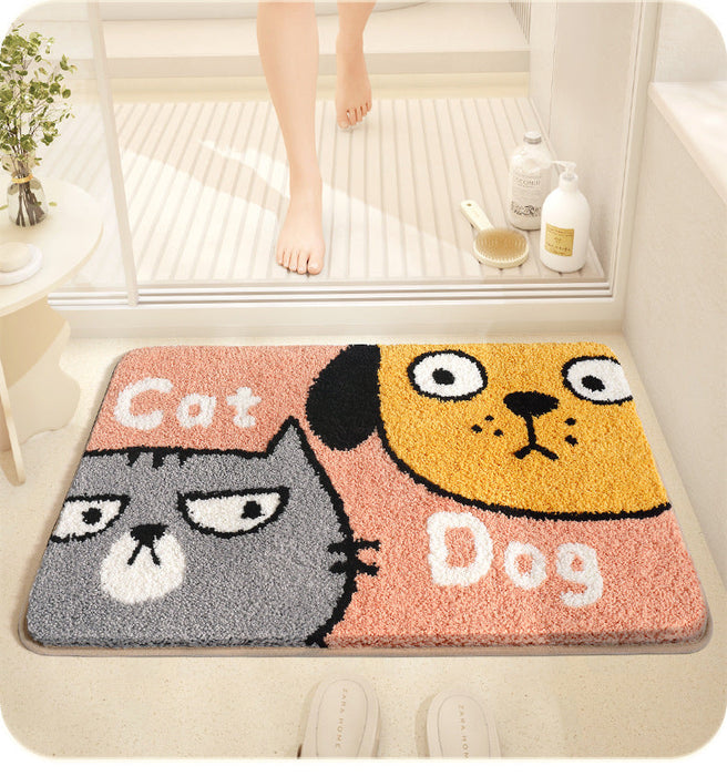 Feblilac Cute Animals Cat and Dog Tufted Bath Mat
