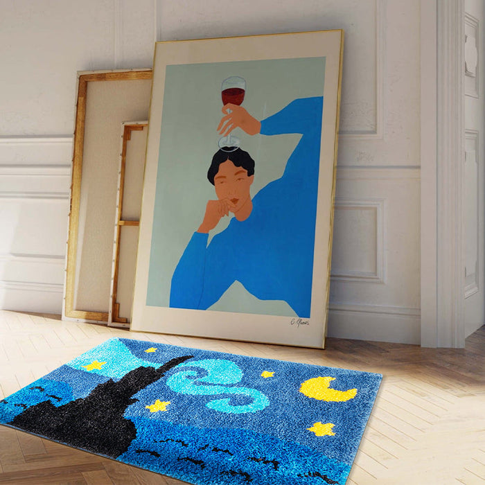 Van Gogh Blue Starry Night Bath Mat, Van Gogh Home Decor