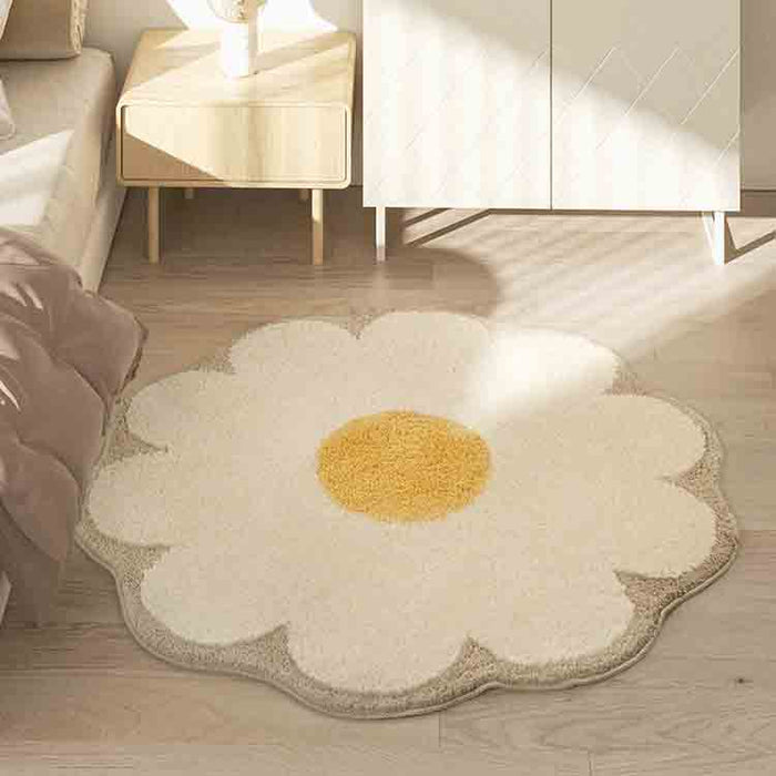 Cute Round Daisy Flower Mat Area Rug