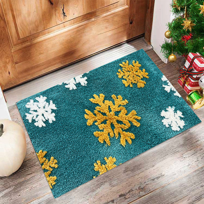 Feblilac Absorbent 3D Three-dimensional Christmas Tufted Bath Mat