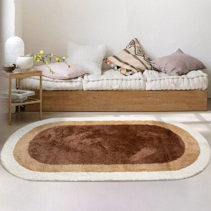 Brown Oval Runner Bedroom Mat