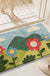 Feblilac Colorful Flowers and Green Mountains Tufted Bath Mat
