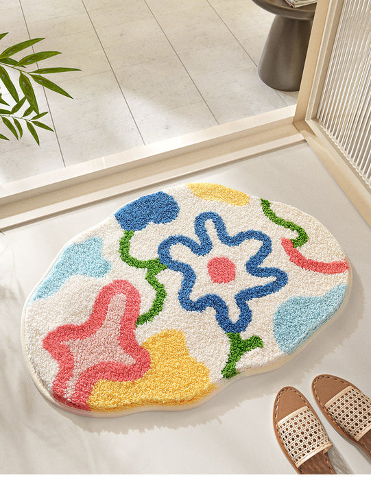 Feblilac Colorful Patterns Tufted Bath Mat