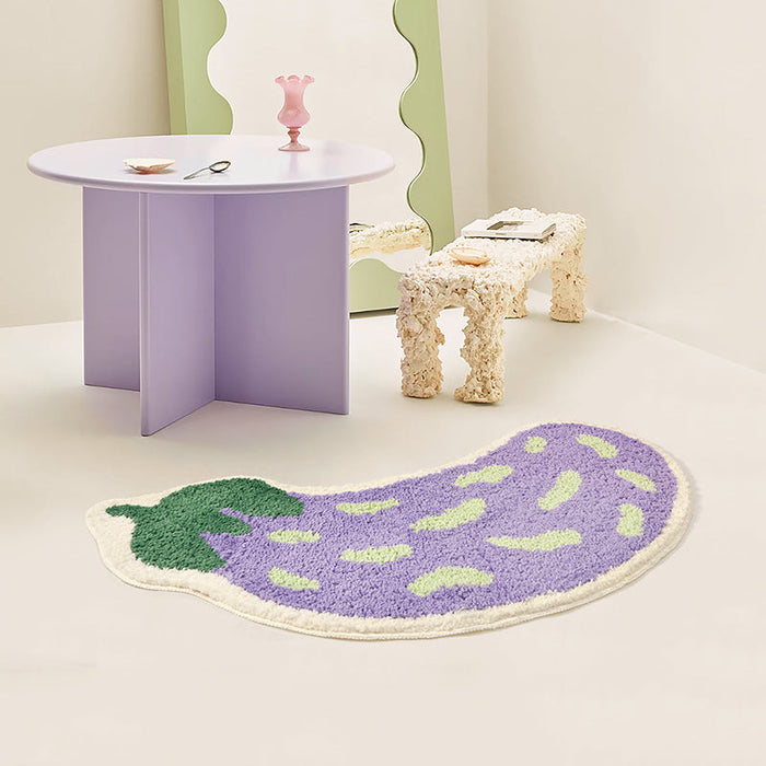 Cute Eggplant Bath Mat, Funny Purple Bathroom Rug