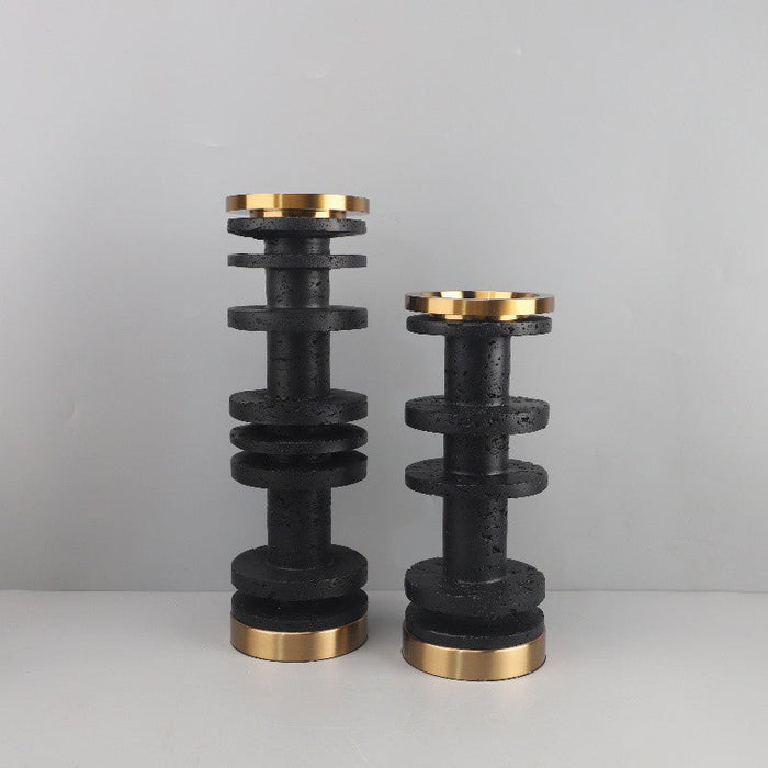 Creative Resin Cave Stone Metal Bamboo Candlestick Ornaments