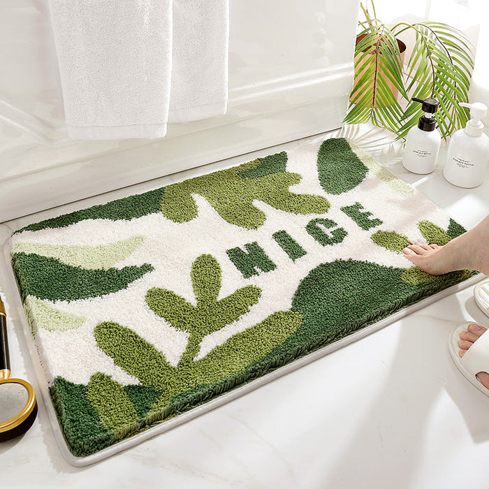 Feblilac Green Leaves Bath Mat, NICE Mat