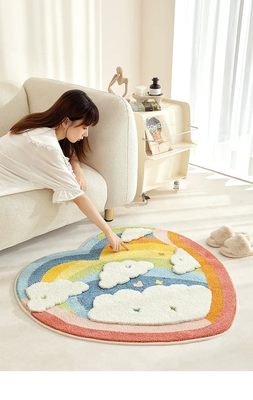 Feblilac Rainbow World Handmade Tufted Acrylic Livingroom Carpet Area Rug