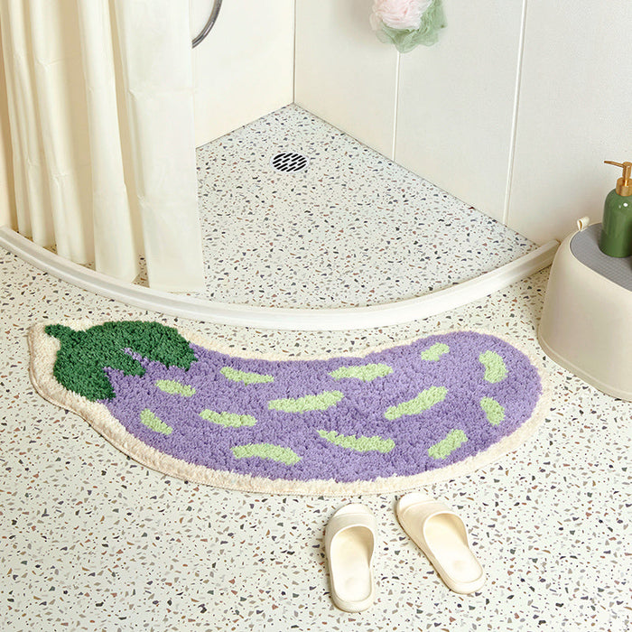 Cute Eggplant Bath Mat, Funny Purple Bathroom Rug