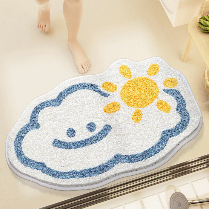 Feblilac Sunshine White Clouds Tufted Bath Mat