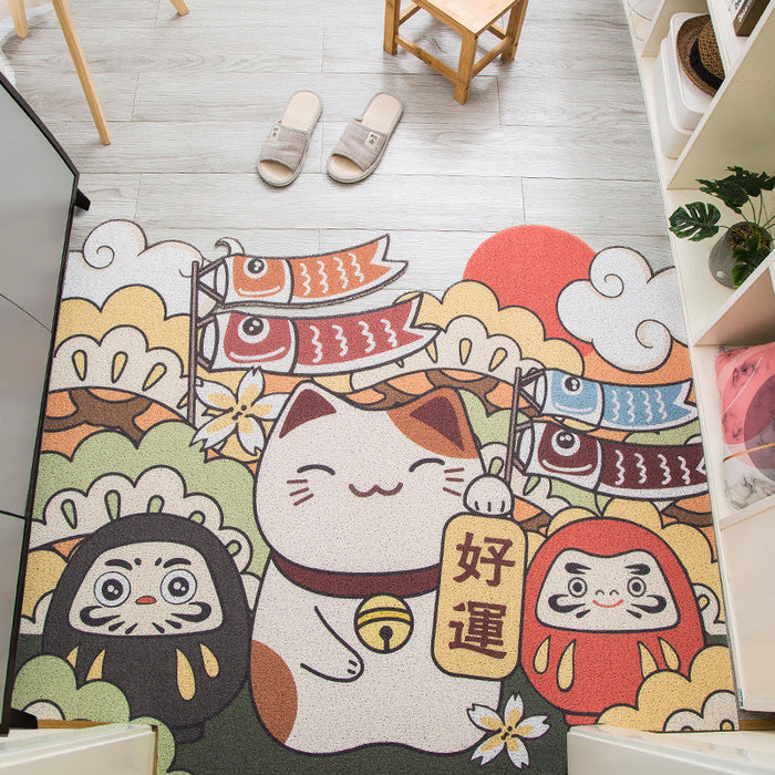 Animal PVC Entrance Door Mat, Cute Cartoon Zoo Mat for Front Door, Lovely Patio Rug