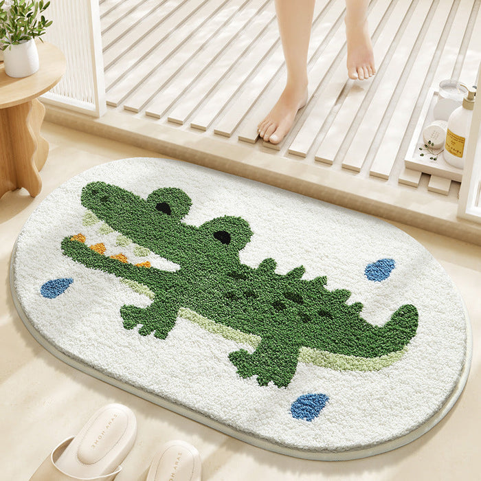 Feblilac Cute Animals Crocodile Bathing Tufted Bath Mat