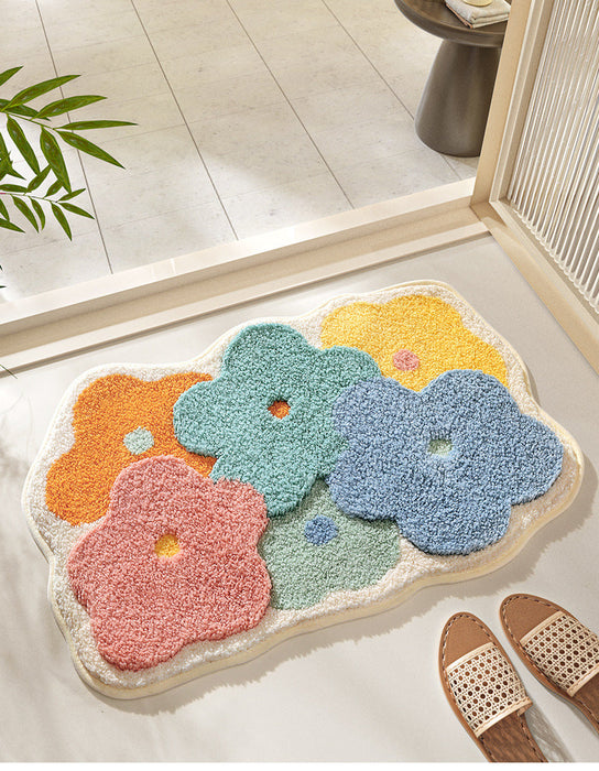 Feblilac Colorful Flower Tufted Bath Mat