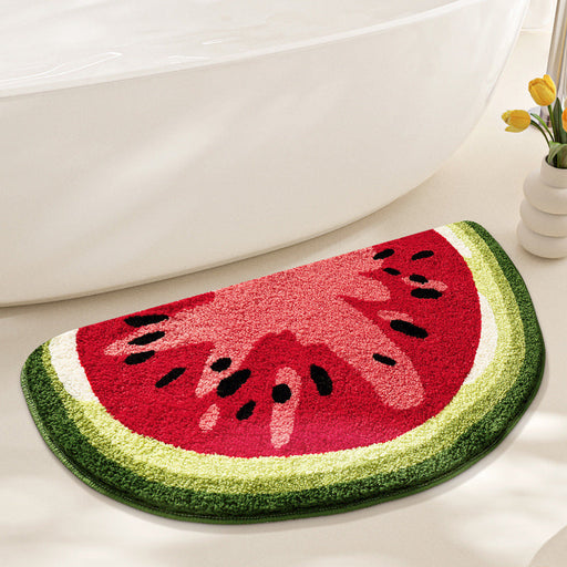 Feblilac Fruit Semicircle Watermelon Tufted Bath Mat