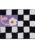 Black and White Checkerboard Bath Mat, Blue Flower Bathroom Rug, Soft Plush Water-Absorbent