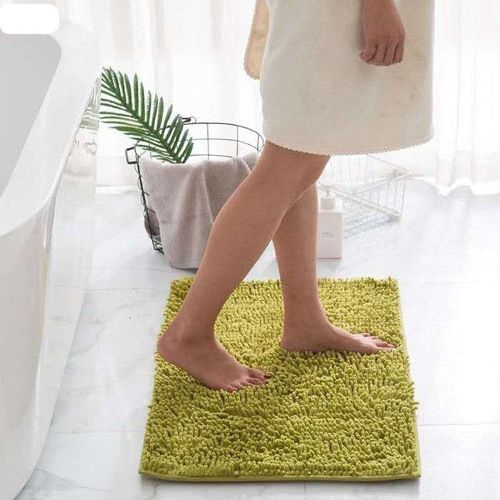 Chenille Non-Slip Microfiber Shag Bathroom Rug Mat, Solid Color