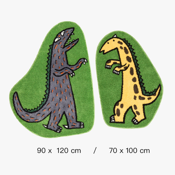 Cute Dinosaur Bedroom Rug, Irregular Shape Mat, Cute Cartoon Area Rug