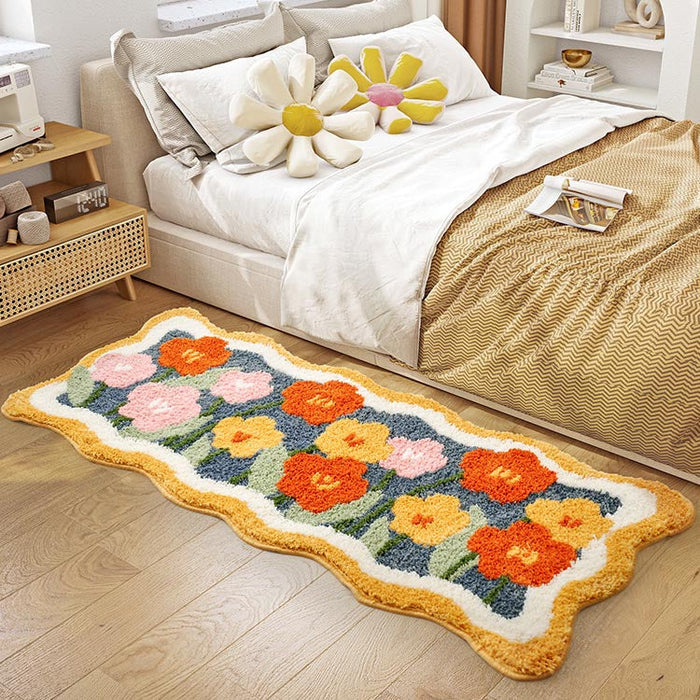 Feblilac Lovely Purple Flowers Bedroom Runner Mat