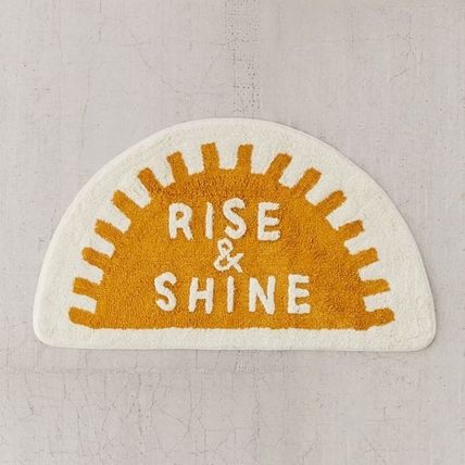 Cute Rise and Shine Cute Bathroom Mat, Golden Semi-Circle Bath Mat