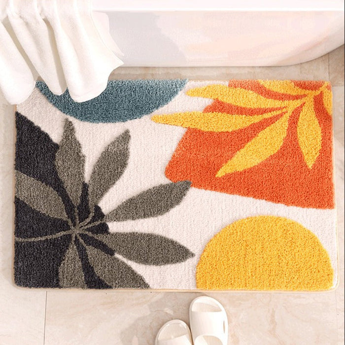 Colorful Tropical Leaves Bath Mat