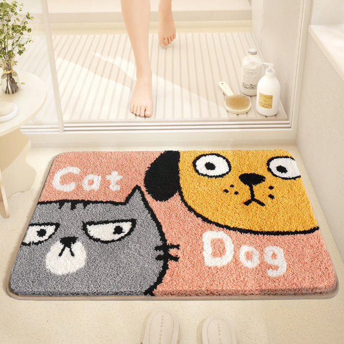 Feblilac Cute Animals Cat and Dog Tufted Bath Mat