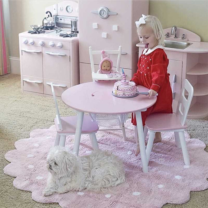 Pink and White Polka Dot Mat, Round Rug