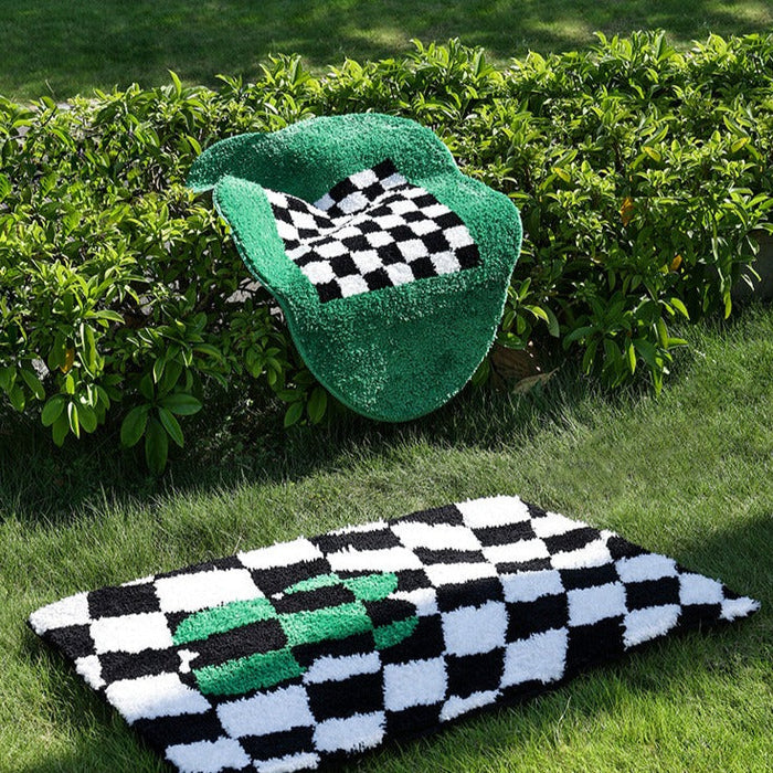 Checkerboard Rug for Bathroom Living Room