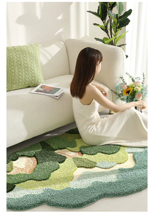 Feblilac Mountain Forest Moss Bedroom Rug Long Runner