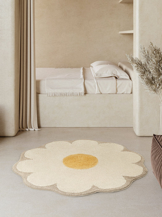 Cute Round Daisy Flower Mat Area Rug