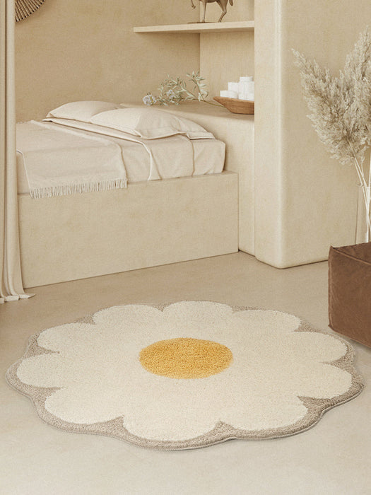 Cute Round Daisy Flower Mat Area Rug