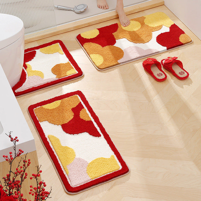 Red and Orange Flowers Tufted Bath Mat