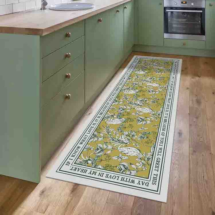 Feblilac Flower PVC Leather Kitchen Mat