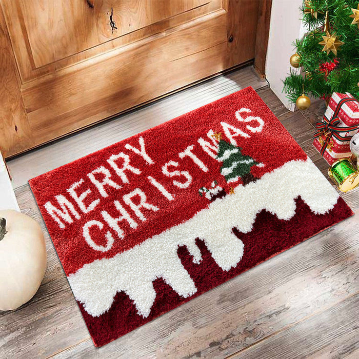 Feblilac Absorbent 3D Three-dimensional Christmas Tufted Bath Mat